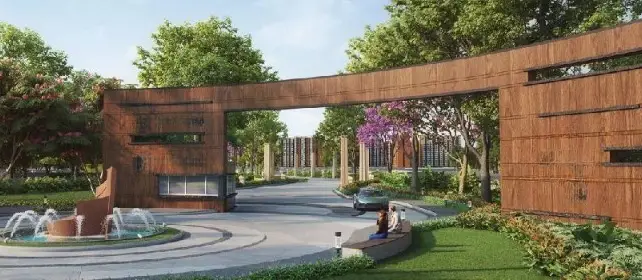 Godrej Aravya Estate Plots fountain area by Godrej Properties located at Doddaballapura, Bangalore Karnataka